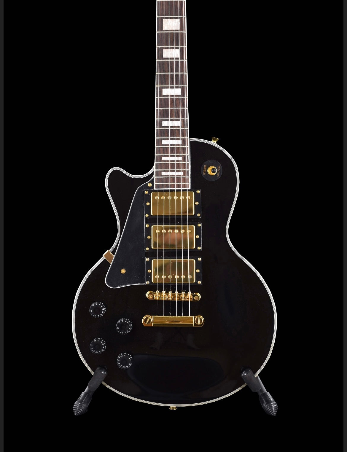 Single Cut 3 Pickup Black/Gold Left Handed